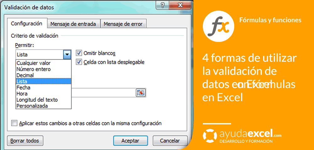 validación de datos excel