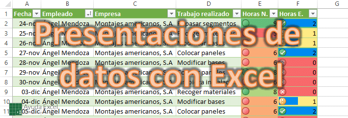 presentación de datos excel