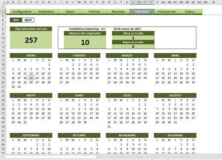 Plantilla calendario Excel