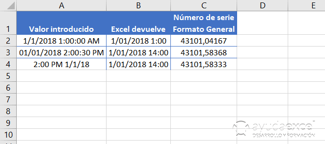 fechas y horas en excel juntas