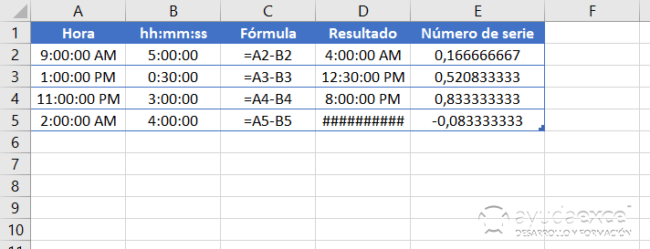 fechas y horas en excel restar