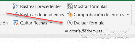 Evaluar fórmula excel