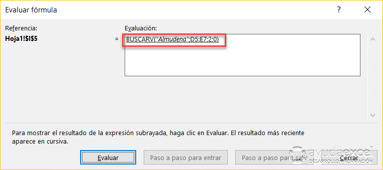 herramienta evaluar fórmula excel