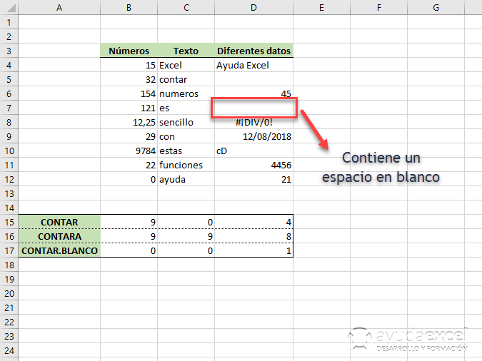 funciones contar excel