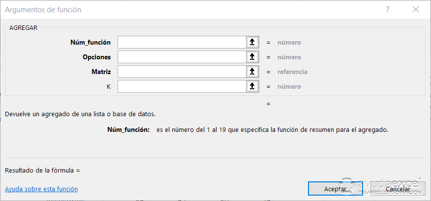 argumentos excel funcion agregar