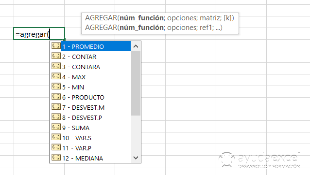 funcion número agregar excel