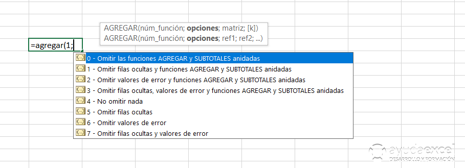 agregar número opción excel