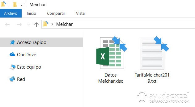 Carpeta con archivos Power Query Excel