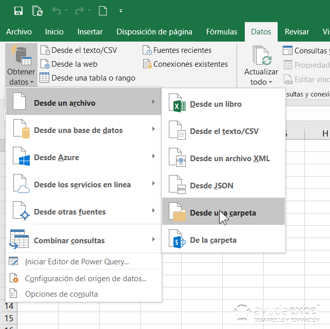 Desde una carpeta Power Query Excel