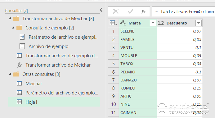 Nueva consulta Power Query Excel