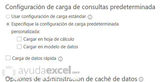 Power Query - Configuración de carga de consultas