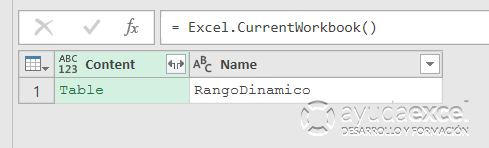 Desde un rango dinámico importar Power Query Excel