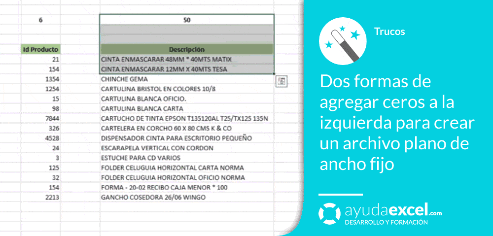 Crear archivo plano de ancho fijo Excel