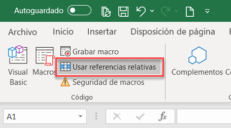 referencias relativas grabadora de macros excel