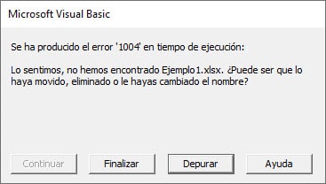 error 1004 en tiempo de ejecución vba