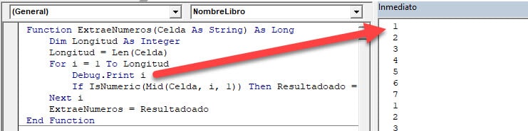 instrucción debug.print vba excel