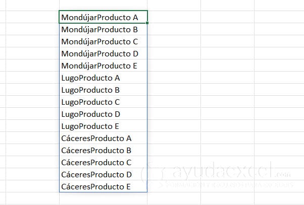 Matriz valores concatenados