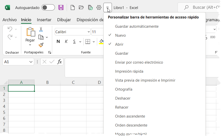 personalizar barra de herramientas excel