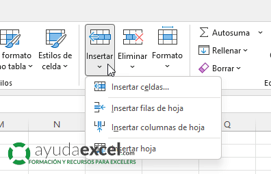 insertar celdas excel