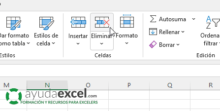 eliminar filas columnas excel